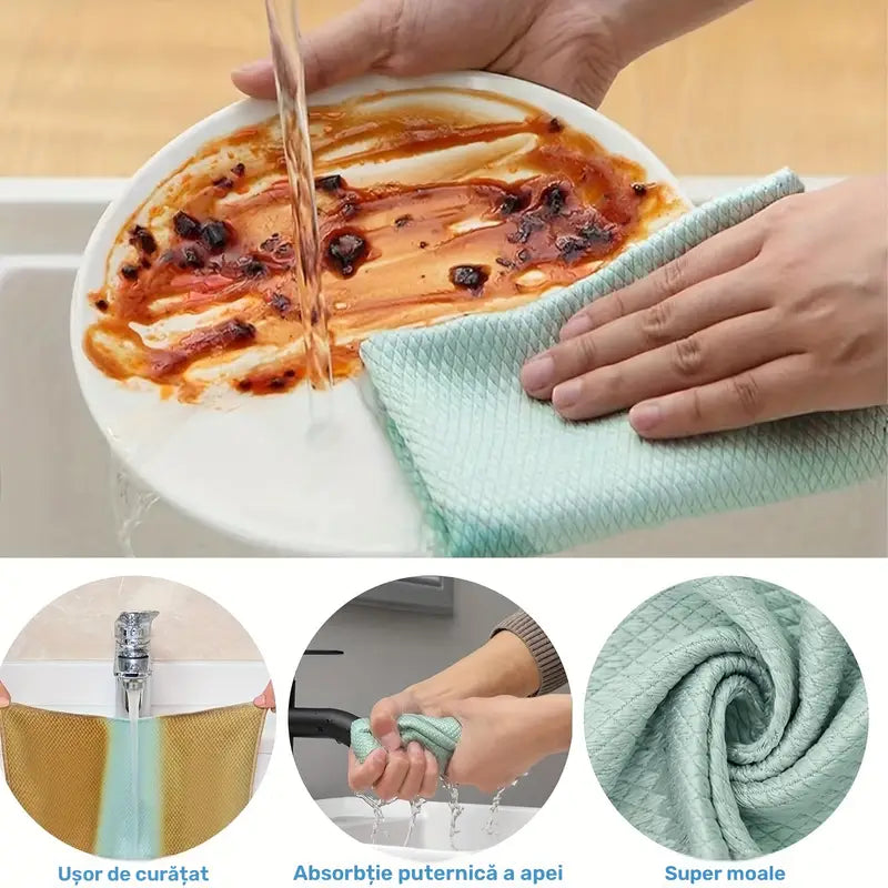 Set 5 prosoape din microfibră, model solzi de pește
