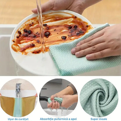 Set 5 prosoape din microfibră, model solzi de pește