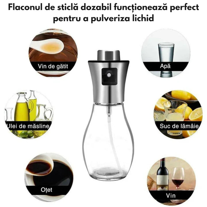 Pulverizator de ulei sau oțet din sticlă și inox, 200ml