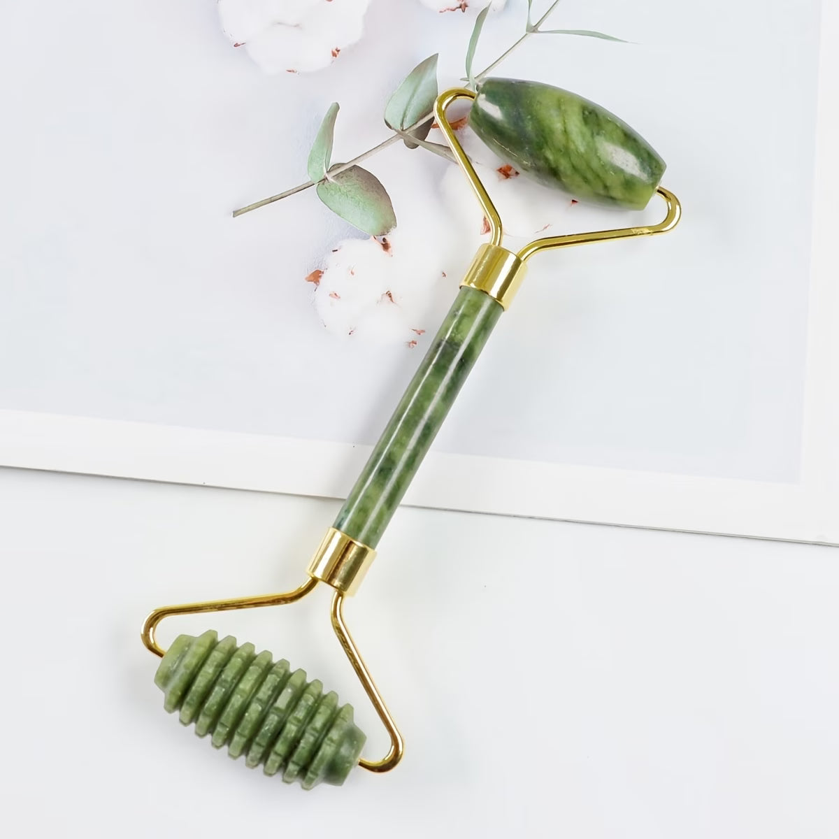 Rolă masaj facial cu 2 capete din jad natural