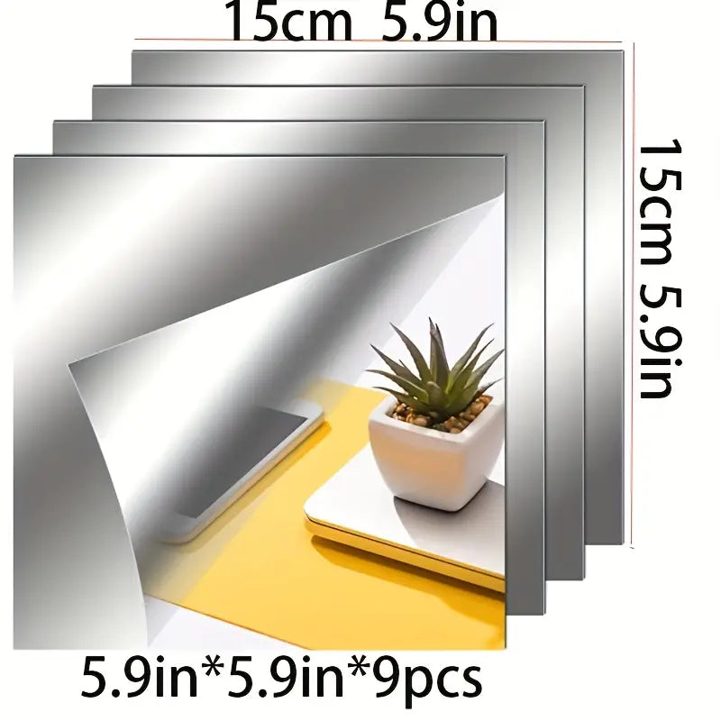 Set 4 bucăți oglinzi autoadezive, 15 cm