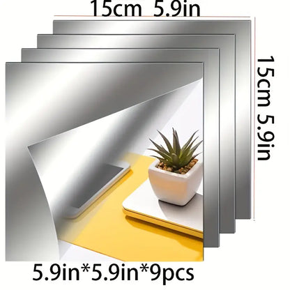 Set 4 bucăți oglinzi autoadezive, 15 cm