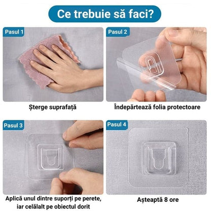 Set 8 perechi de cârlige dublu adezive