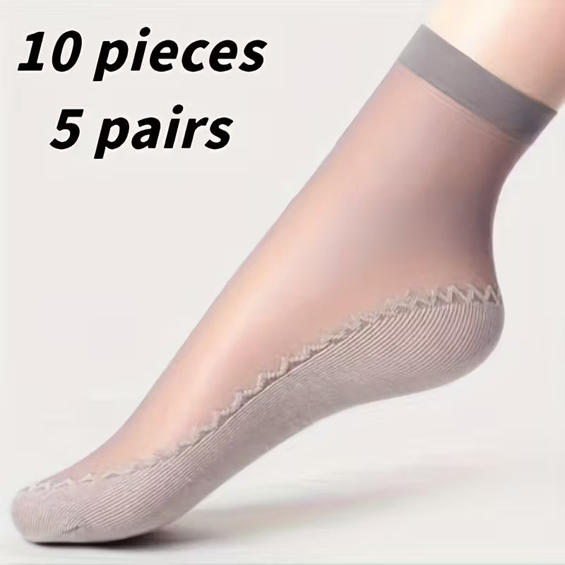 Șosete de damă din lycra, talpă întărită, 5 perechi