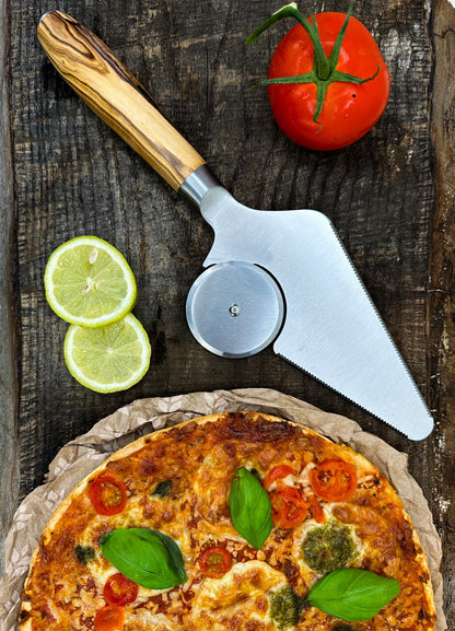 Spatulă cu cuțit pentru pizza sau tort, 29 cm