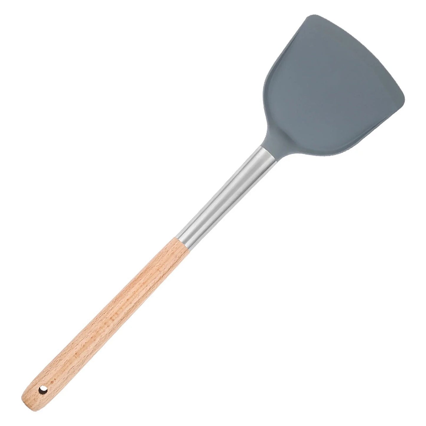 Spatulă wok din silicon cu mâner din lemn