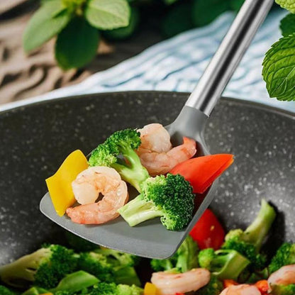 Spatulă wok din silicon cu mâner din lemn