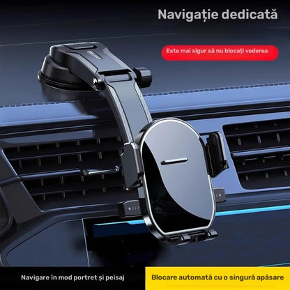 Suport pentru telefon cu braț telescopic și ventuză de fixare