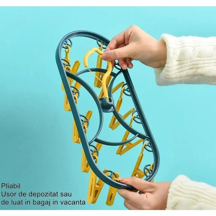 Uscător de rufe cu cârlige, rotire 360 grade